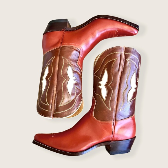 RARE 1950'S Frye Rancher Red/Brown Leather Cowboy Vintage Calf-High Boots - Picture 16 of 16